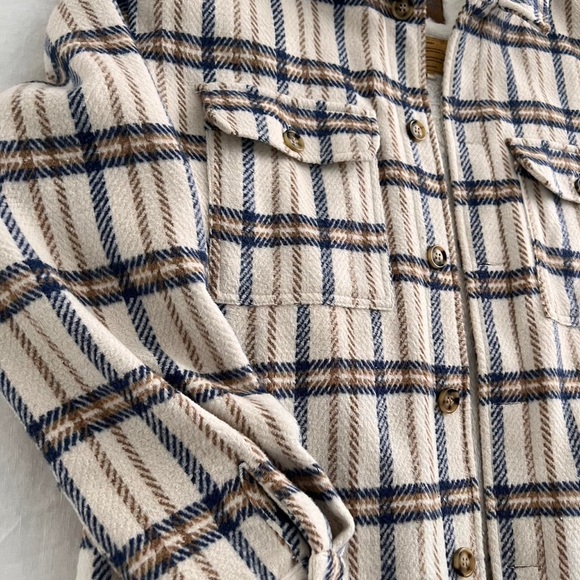 Ottawa the label cream & blue FLANNEL SHIRT/JACKET - size large - Sherpa - Picture 3 of 5